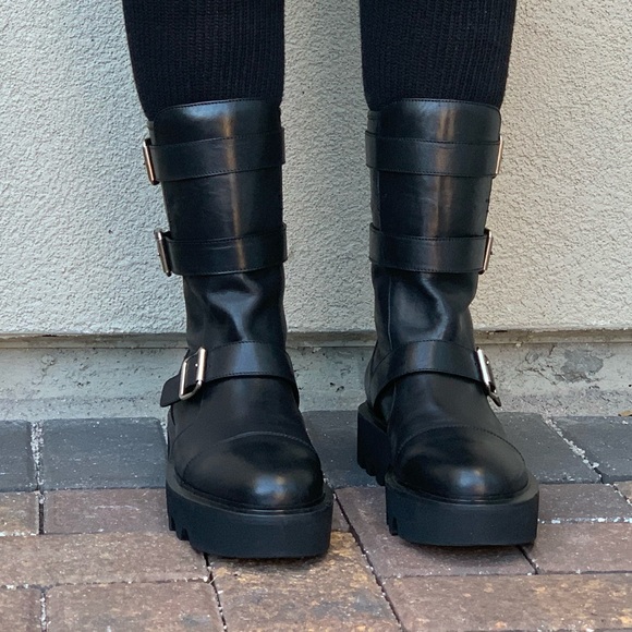 Distressed Military Lug Platform Sole Combat Boots - Picture 5 of 8